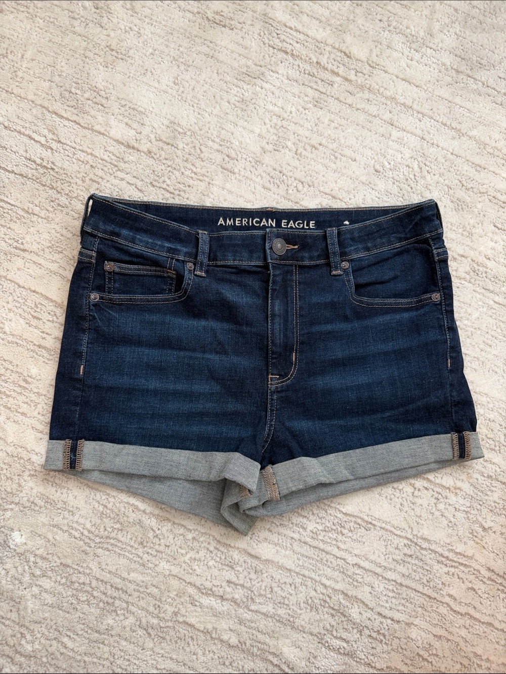 American Eagle Outfitters Dark Blue Denim Shorts 14 Next Level Stretc